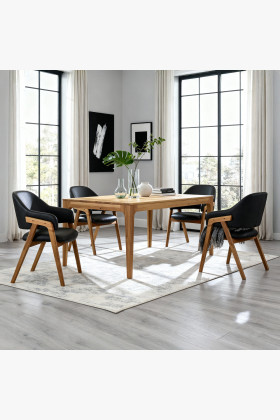 Essgruppe ausziehbar Eiche massiv Tisch 180-230cm 4 Stühle